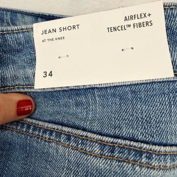 American Eagle AirFlex+ Tencel Distressed Jean Shorts 34 NWT - Picture 6 of 12